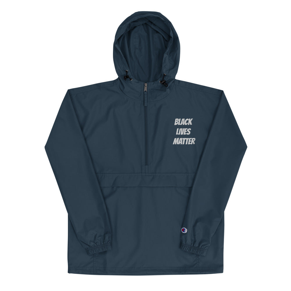 Navy "Black Lives Matter" Embroidered Champion Packable Jacket - Creative Royaltee