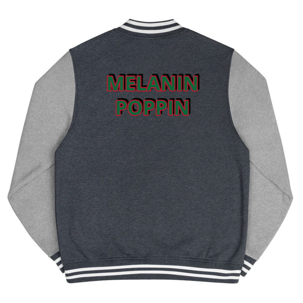 "Melanin Poppin" Men's Letterman Jacket - Creative Royaltee